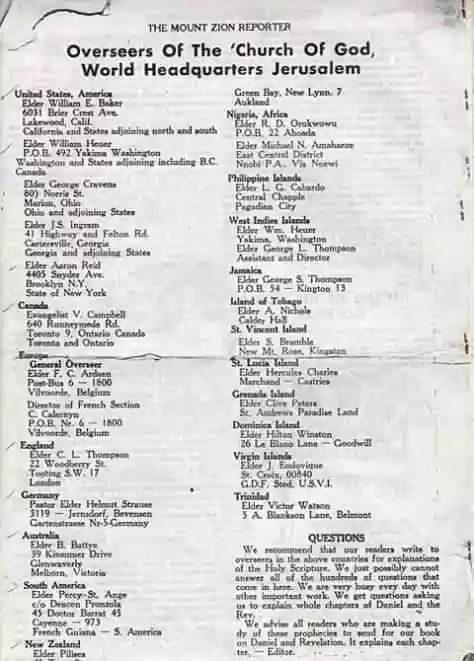 CG7 (Dugger) list of countries (Judah magazine 1981)